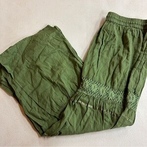 Argee Design Studio Boho Green Maxi Skirt with Lace Detail Size L Made in India